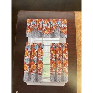 Pioneer Woman Flea Market 3-Piece Floral Curtain Set Polyester Kitchen